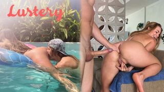 Buxom világos szőke amateur popókáját basszák úszás után